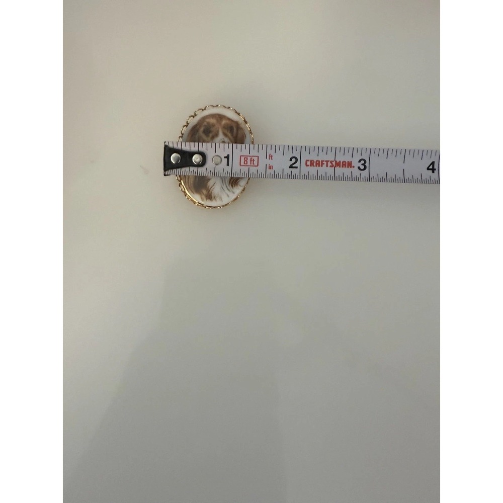Vintage China or Porcelain Transfer Oval Pin Brooch Spaniel Hound Beagle NWOT‎ - Picture 5 of 15